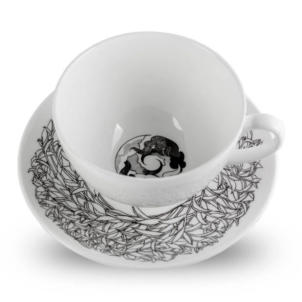 Rare Tea Bone China Leaf Teacup & Saucer